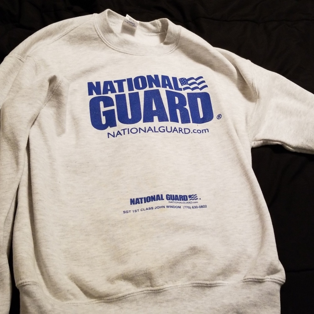 National Guard sweatshirt.
